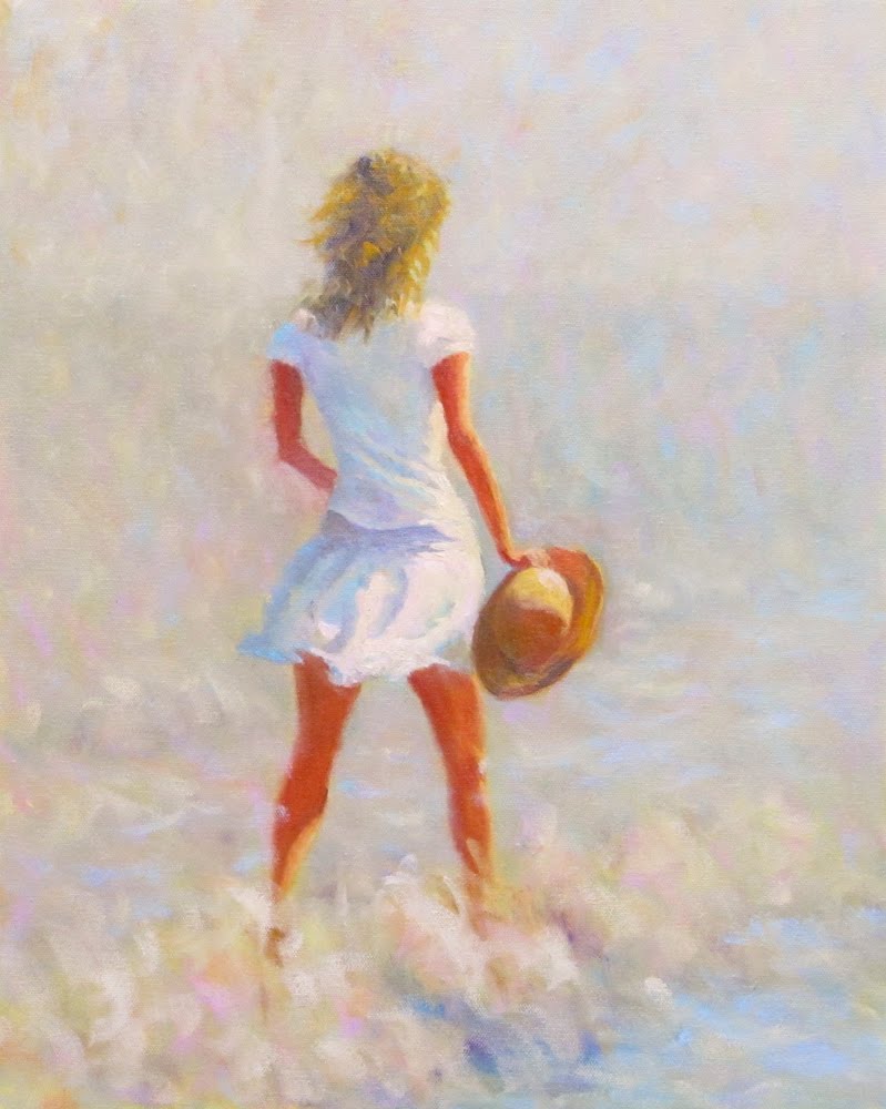 warm breeze girl in white sun hat